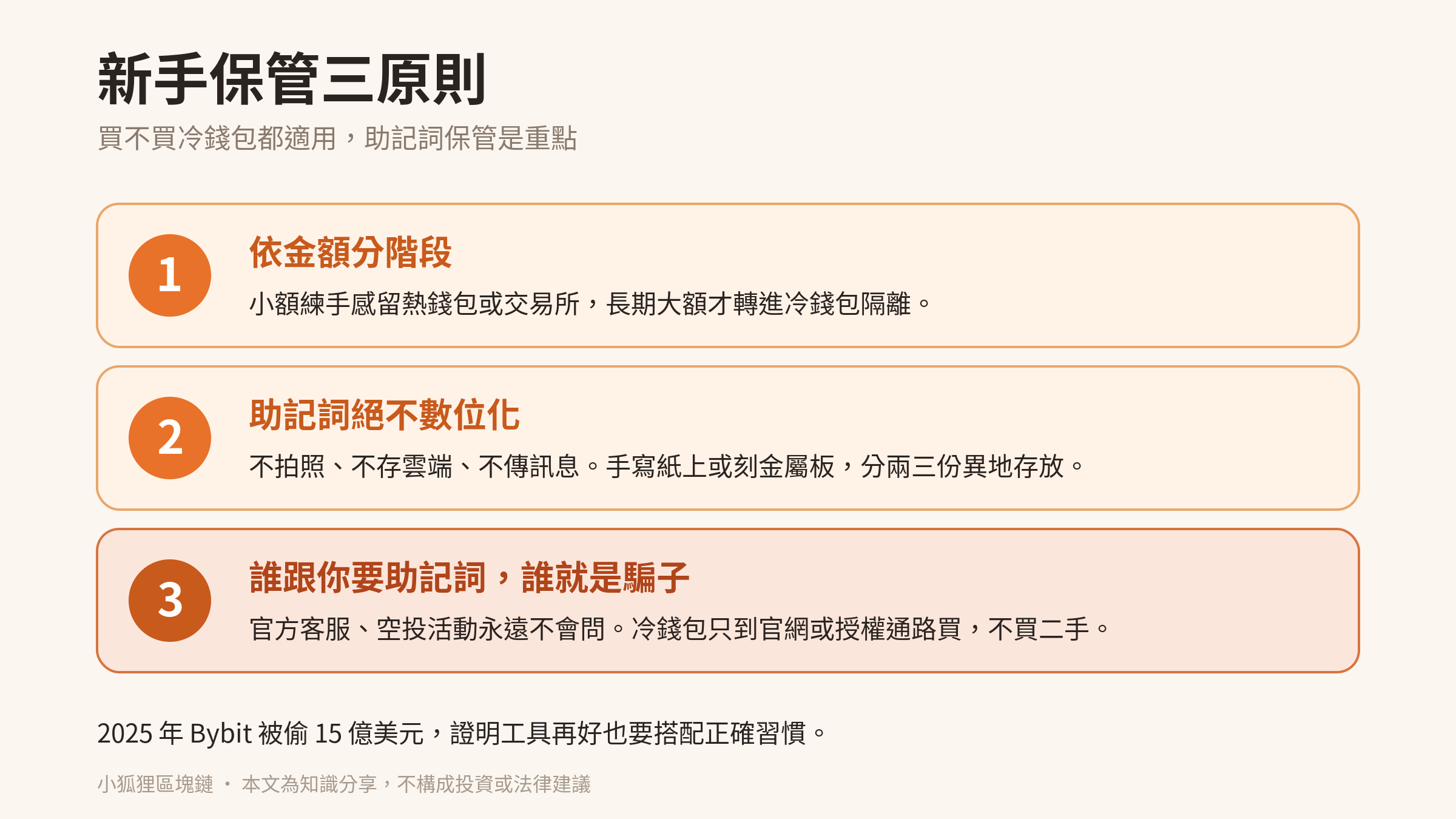 新手保管加密資產三原則懶人包